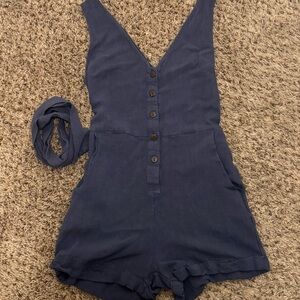VICI Navy Blue Button-Up Romper